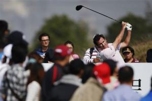 Fernandez-Castano of Spain tees off on the 7th hole during the BMW Masters 2013 golf tournament in Shanghai