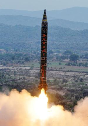 A Hatf V Ghauri nuclear-capable ballistic missile launching&nbsp;&hellip;