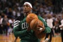 Rajon Rondo #9 Of The Boston Celtics Warms Getty Images