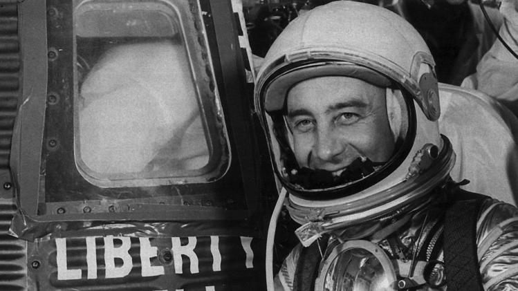 FILE- In this photo taken July 21, 1961, Astronaut Virgil I. Grissom is seen next to the space capsule Liberty Bell 7, for his departure from Cape Caneveral, Fla. RR Auction of Amherst, N.H. is auctioning off a letter Grissom wrote to his mother, how he and five of his fellow Mercury 7 astronauts resented John Glenn for getting the nod to be the first American to orbit the earth. (AP Photo/Str/FILE)