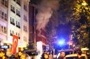Smoke rises from the Pro-Kurdish People's Democratic Party (HDP) headquarters after an attack in Ankara on September 8, 2015
