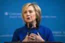 Democratic presidential candidate Hillary Clinton delivers the keynote address at the 18th Annual David N. Dinkins Leadership and Public Policy Forum at Columbia University in New York