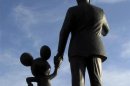 Statues of Walt Disney and Mickey Mouse are seen at Disneyland in Anaheim