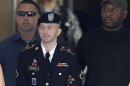 U.S. Army Private First Class Manning departs the courthouse at Fort Meade, Maryland
