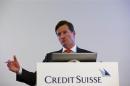 Dougan, CEO of Credit Suisse, addresses the full year results conference in Zurich