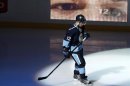 Pittsburgh Penguins' Iginla skates before the NHL hockey game against the New York Islanders in Pittsburgh