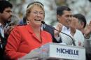 Chilean presidential candidate for the New Majority coalition, Michelle Bachelet speaks to supporters in Santiago, on November 18, 2013