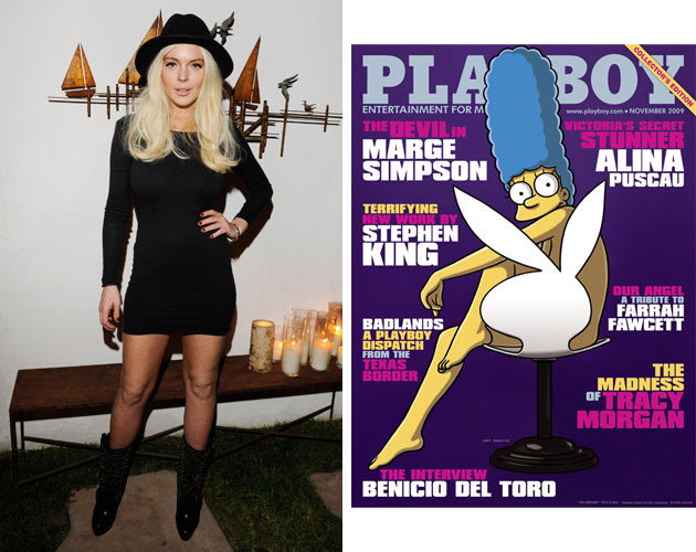 Lindsay Lohan channels Marge Simpson in leaked Playboy cover | The ...