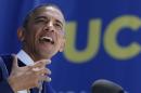 U.S. President Obama speaks during the commencement ceremony for the University of California, Irvine in Anaheim