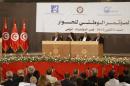 Tunisia's President Marzouki speaks during the National Conference for Dialogue in Tunis
