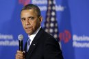 FILE - This Dec. 5, 2012 file photo shows President Barack Obama pauses as he speaks about the fiscal cliff at the Business Roundtable, an association of chief executive officers, in Washington. Some of the best Republican arguments against President Barack Obama's proposals to avoid a 