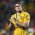 Australia Wallabies' Horwill claps with his bronze medal after winning their Rugby World Cup third place play-off against Wales in Auckland