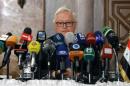 Russian Deputy Foreign Minister Sergei Ryabkov speaks during a press conference on June 28, 2014 in Damascus during an official visit in the Syrian capital