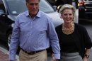 U.S. Republican presidential nominee Romney and his wife Ann arrive for dinner in Belmont, Massachusetts