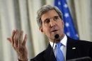 U.S. Secretary of State John Kerry answers a question during a news conference at the U.S. embassy in Paris