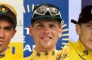 Contador, Ullrich y Armstrong, con el maillot amarillo de líder del Tour