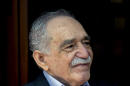 FILE - In this March 6, 2014, file photo, Colombian Nobel Literature laureate Gabriel Garcia Marquez greets fans and reporters outside his home on his birthday in Mexico City. Garcia Marquez, known as "Gabo" in Latin America, turned 87. Marquez has been hospitalized, Thursday April 3, 2014, at a local hospital in Mexico City. (AP Photo/Eduardo Verdugo, File)