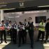 Aeromexico flight attendants leave an Aeromexico counter at Mexico City's international airport