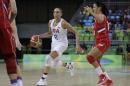 United States guard Diana Taurasi dribbles during the second half of a women's basketball game against Serbia at the Youth Center at the 2016 Summer Olympics in Rio de Janeiro, Brazil, Wednesday, Aug. 10, 2016. The United States defeated Serbia 110-84. (AP Photo/Carlos Osorio)