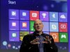 Microsoft CEO Steve Ballmer gives his presentation at the launch of Microsoft Windows 8, in New York,  Thursday, Oct. 25, 2012. Windows 8 is the most dramatic overhaul of the personal computer market's dominant operating system in 17 years. (AP Photo/Richard Drew)