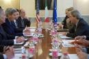 US Secretary of State John Kerry and Italian Foreign Minister Paolo Gentiloni hold a bilateral meeting before a summit regarding Islamic State in Rome