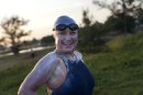 British-Australian swimmer Penny Palfrey, smiles before geginning her bid to complete a record swim from Cuba to Florida, in Havana, Cuba, Friday, June 29, 2012. Palfrey aims to be the first woman to swim the Straits of Florida without the aid of a shark cage. Instead she's relying on equipment that surrounds her with an electrical field to deter the predators.(AP Photo/Ramon Espinosa)