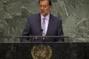 Spain's Prime Minister Mariano Rajoy addresses the 67th session of the United Nations General Assembly at UN headquarters in New York