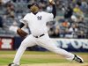 New York Yankees' CC Sabathia delivers a pitch during the first inning of Game 5 of the American League division baseball series against the Baltimore Orioles, Friday, Oct. 12, 2012, in New York. (AP Photo/Kathy Willens)