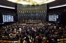 View of the Brazilian lower house of Congress during a session to discuss the admissibility of the impeachment request of President Dilma Rousseff in Brasilia on April 17, 2016