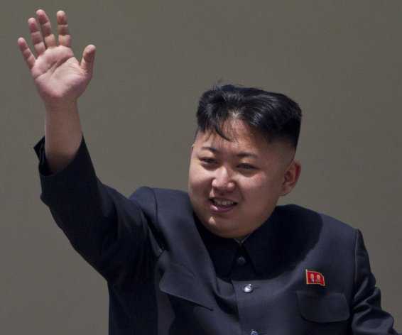 FILE - In this Sunday, April 15, 2012 file photo, North Korean leader Kim Jong Un waves from a balcony at the end of a mass military parade in Pyongyang's Kim Il Sung Square. China has shown a growing frustration with longtime ally North Korea and talk of a North Korean collapse is no longer a taboo subject it once was. There is no sign that the North Korean regime is in danger or that U.S. President Barack Obama and Chinese President Xi Jinping will discuss that possibility when they meet starting Friday June 7, 2013 in California. (AP Photo/David Guttenfelder, File)