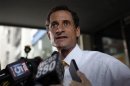 Former U.S. Representative and Democratic candidate for New York City Mayor Anthony Weiner stops to speak to the media outside his New York City apartment