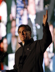Republican presidential candidate, former Massachusetts Gov. Mitt Romney, speaks during a campaign rally in Greenwood Village, Colo. in south Denver on Saturday, Nov. 3, 2012. (AP Photo/Brennan Linsley)