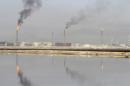 File photo shows a lake of oil at Al-Sheiba oil refinery in the southern Iraq city of Basra
