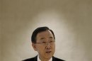 UN Secretary-General Ban delivers his speech during a session of the Human Rights Council at the United Nations European headquarters in Geneva