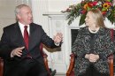 U.S. Secretary of State Hillary Clinton meets with Northern Ireland's Deputy First Minister Martin McGuinness in Belfast