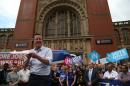 Britain's Prime Minister David Cameron delivers a speech at a Britain Stronger In Europe event campaigning for people to vote to remain in the EU in Birmingham, central England, on June 22, 2016