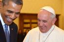 Pope Francis and President Barack Obama smile as they meet at the Vatican Thursday, March 27, 2014. President Barack Obama called himself a "great admirer" of Pope Francis as he sat down at the Vatican Thursday with the pontiff he considers a kindred spirit on issues of economic inequality. Their historic first meeting comes as Obama's administration and the church remain deeply split on issues of abortion and contraception. (AP Photo/Gabriel Bouys, Pool)