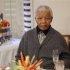 Former South African president Nelson Mandela looks on as he celebrates his birthday at his house in Qunu