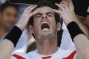 Andy Murray, of Great Britain, reacts during a break between sets after losing the first two sets to Stanislas Wawrinka, of Switzerland, during the quarterfinals of the 2013 U.S. Open tennis tournament, Thursday, Sept. 5, 2013, in New York. (AP Photo/David Goldman)
