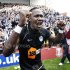 Wigan Athletic's Rodallega celebrates after his team avoided relegation in the last game of the season in Stoke on Trent