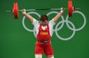 China's Meng Suping competes during the women's weightlifting +75kg event in Rio de Janeiro on August 14, 2016