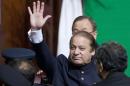 File photo of Pakistan's PM Sharif waving to the crowd after ceremony to mark the country's 67th Independence Day in Islamabad
