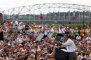 U.S. President Barack Obama speaks to an audience at a campaign event at the Alliant Energy Amphitheater in Dubuque, Iowa