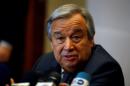 U.N. Secretary-General Antonio Guterres addresses a news conference on the sides of the 28th Ordinary Session of the Assembly of the Heads of State and the Government of the African Union in Ethiopia's capital Addis Ababa