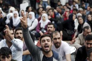 Demonstrators in central Istanbul attend a protest &hellip;