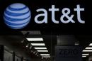 An AT&T logo is seen at an AT&T store in New York City