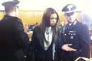 Karima El Mahroug, detta "Ruby Rubacuori", in aula a Milano al processo che porta il suo nome.