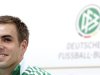 Germany's national soccer player Lahm smiles during a news conference in Gdansk