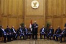 Adli Mansour, Egypt's chief justice and head of the Supreme Constitutional Court, speaks at his swearing in ceremony as the nation's interim president in Cairo
