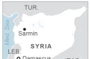 Map locates Sarmin, Syria; 1c x 2 inches; 46.5 mm x 50 mm;